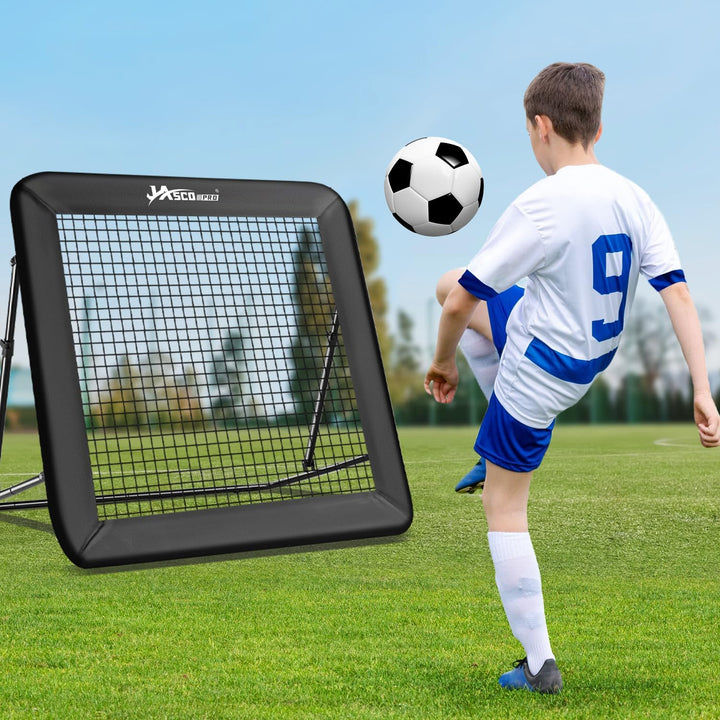 Rebounder für Fussball, 6-Fach verstellbares Rebounder-Netz mit Schutzrand &amp; Heringen, Soccer-Traini