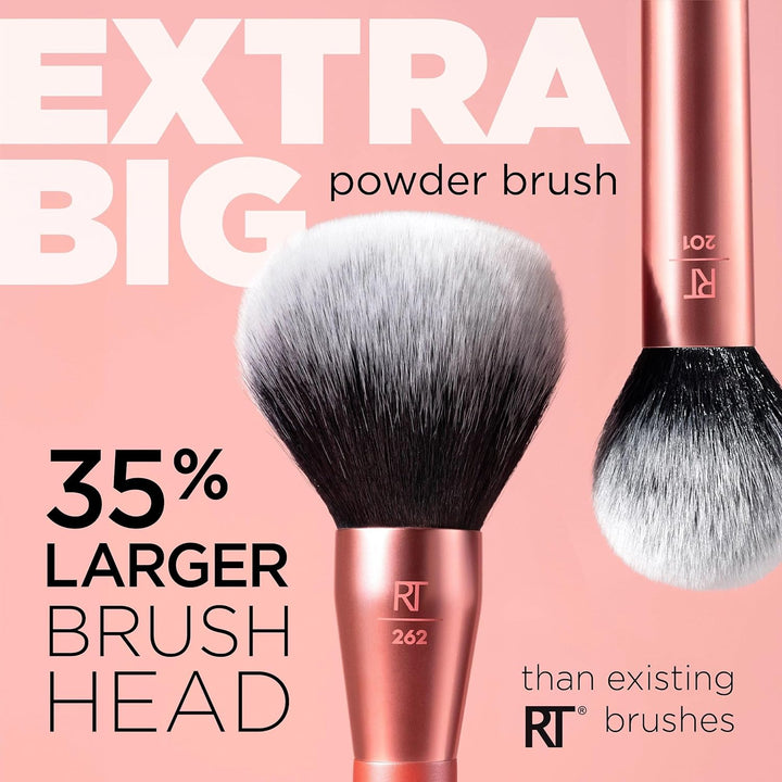 Real Techniques Extra grosser Puderpinsel, grosser Make-up-Pinsel für Puder, flauschiger Kopf für Al