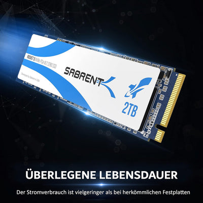 Sabrent M.2 NVMe SSD 2TB, Internes Solid State 3200 MB/s Lesen, PCIe 3.0 2280, intern Festplatte Hig