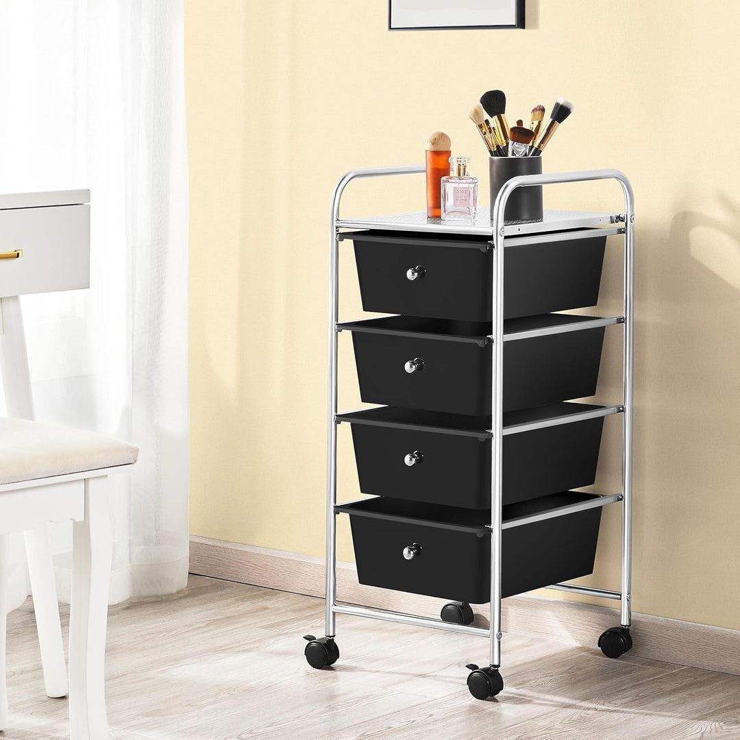 Yaheetech Küchewagen Rollwagen inkl. 4 Schubladen Allzweckwagen Küchen Organizer Servierwagen Trolle