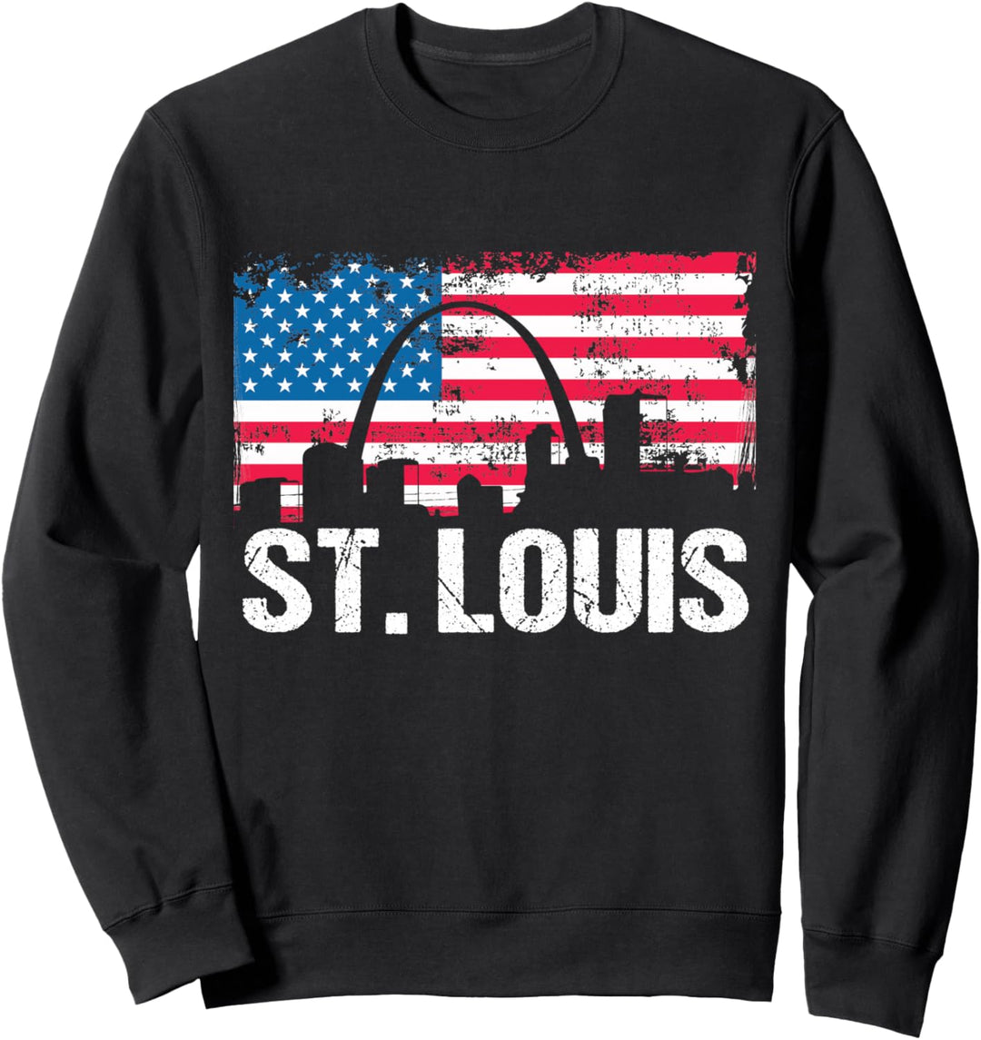 Vintage US-Flagge Amerikanische Stadt Skyline St. Louis Missouri Sweatshirt