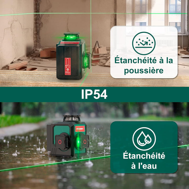 HYCHIKA Kreuzlinienlaser mit Stativ, 3x360 ° Grün Selbstnivellierend Laser Wasserwaage, Kreuzlaser L