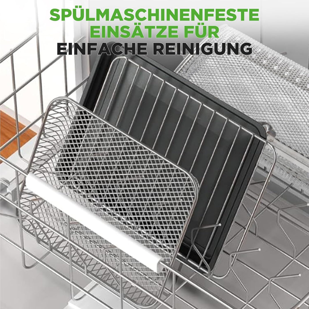 NutriChef Heissluftfritteuse 26L – Multifunktionaler Airfryer Ofen mit Rotisserie & Dampfgarer | 10-