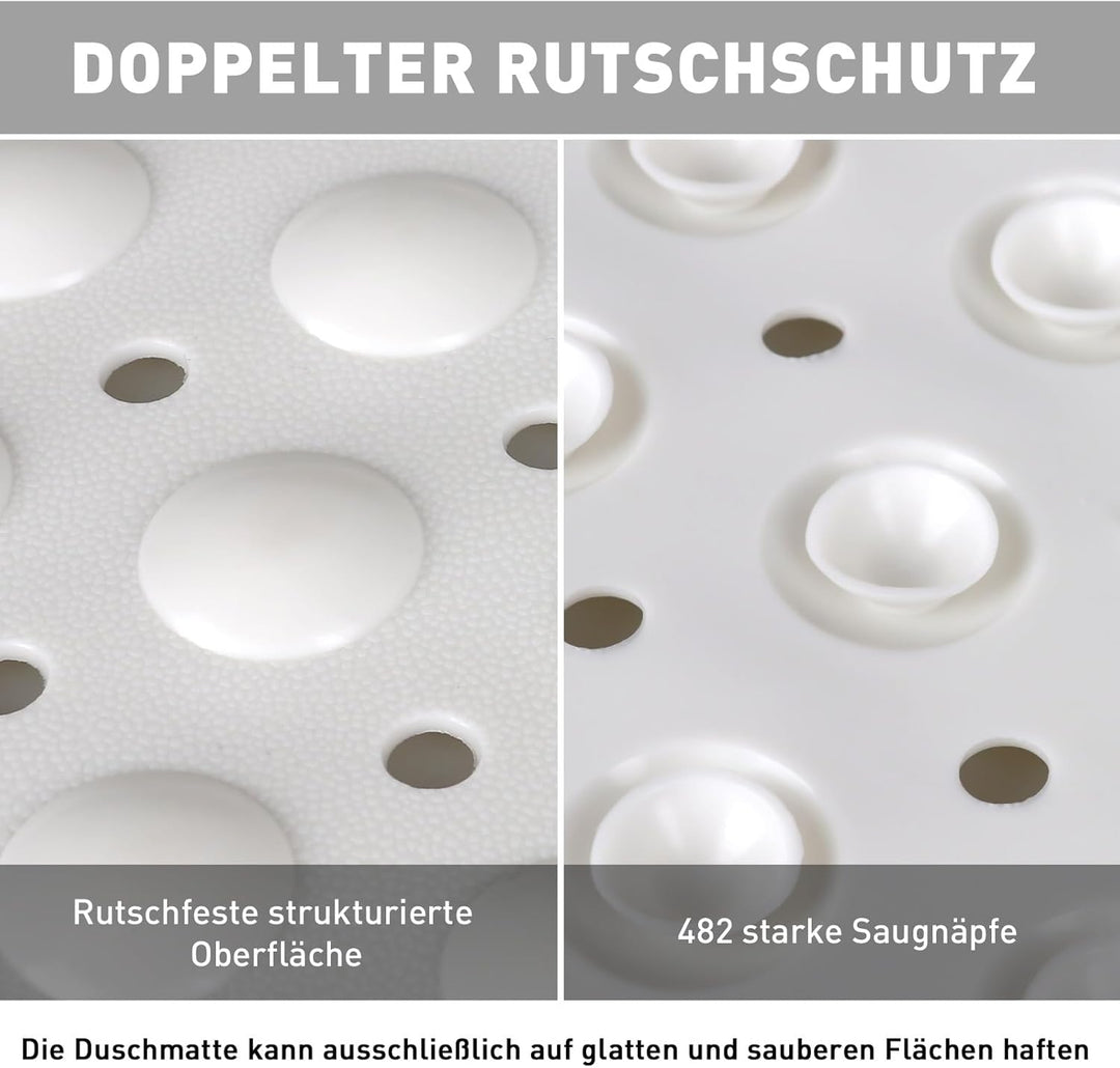 Gross Duschmatte rutschfest 80x120cm: Weich TPE Duscheinlage mit Ablauflöchern und Saugnäpfen - Anti