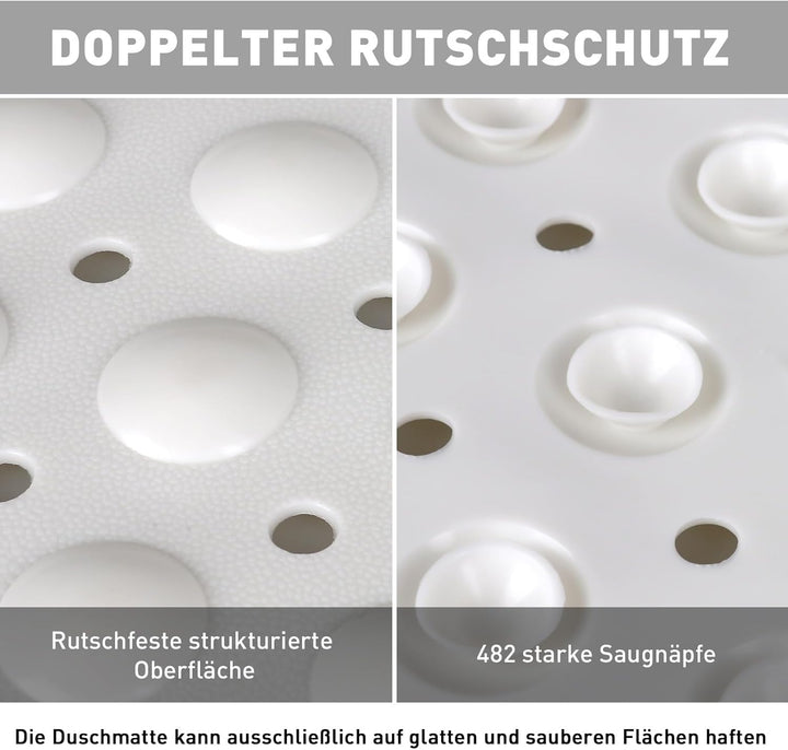 Gross Duschmatte rutschfest 80x120cm: Weich TPE Duscheinlage mit Ablauflöchern und Saugnäpfen - Anti