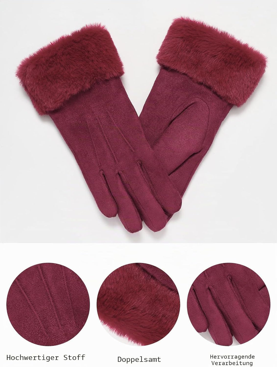vislivin Handschuhe Damen Winter Warm Handschuhe Touchscreen Handschuh mit Gefütterte Fuchsia M, Fuc