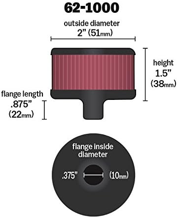 K&N 62-1000 KFZ und Motorrad Entlüftungsluftungsluftfilter