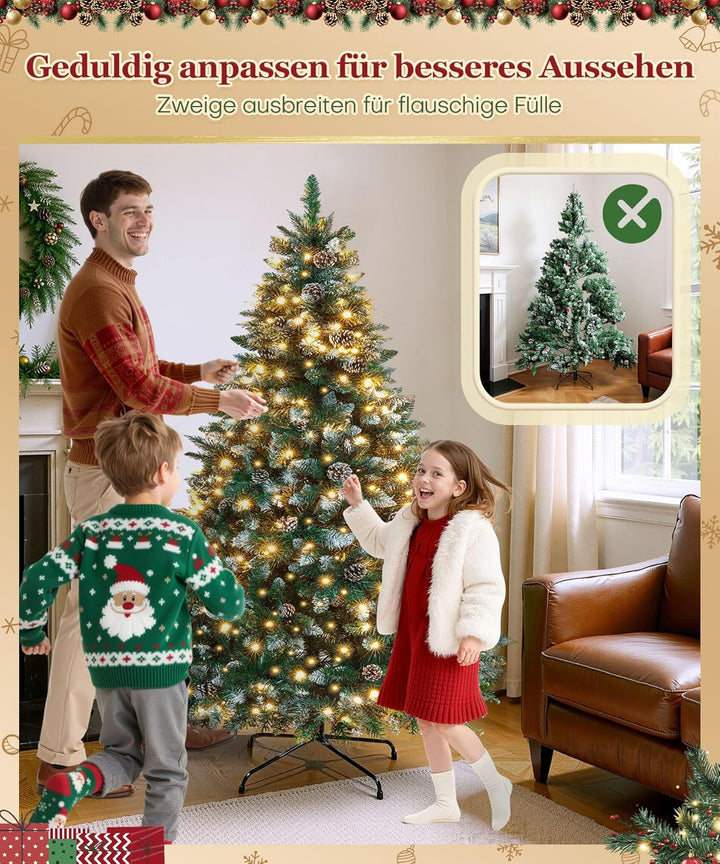 Yorbay künstlicher Weihnachtsbaum mit Beleuchtung weiss Schnee LED Tannenbaum für Weihnachten-Dekora