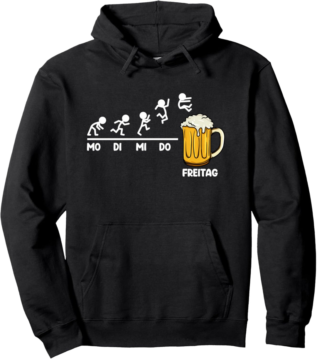 Bier Saufen Wochentage Sauf Evolution Lustig Pullover Hoodie