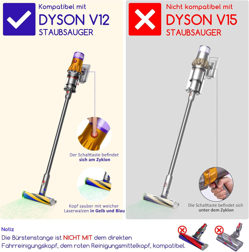 V12 Bürste für Dyson V12 Detect Slim Absolute Bürstenwalze Bürsten, Staubsauger Rolle Ersatzteile, S