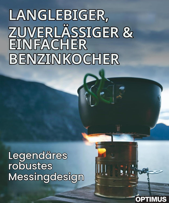 OPTIMUS Benzinkocher Svea 1400 W - Messing Benzinkocher mit Alu Kochtopf Benzinkocher Svea Einheitsg