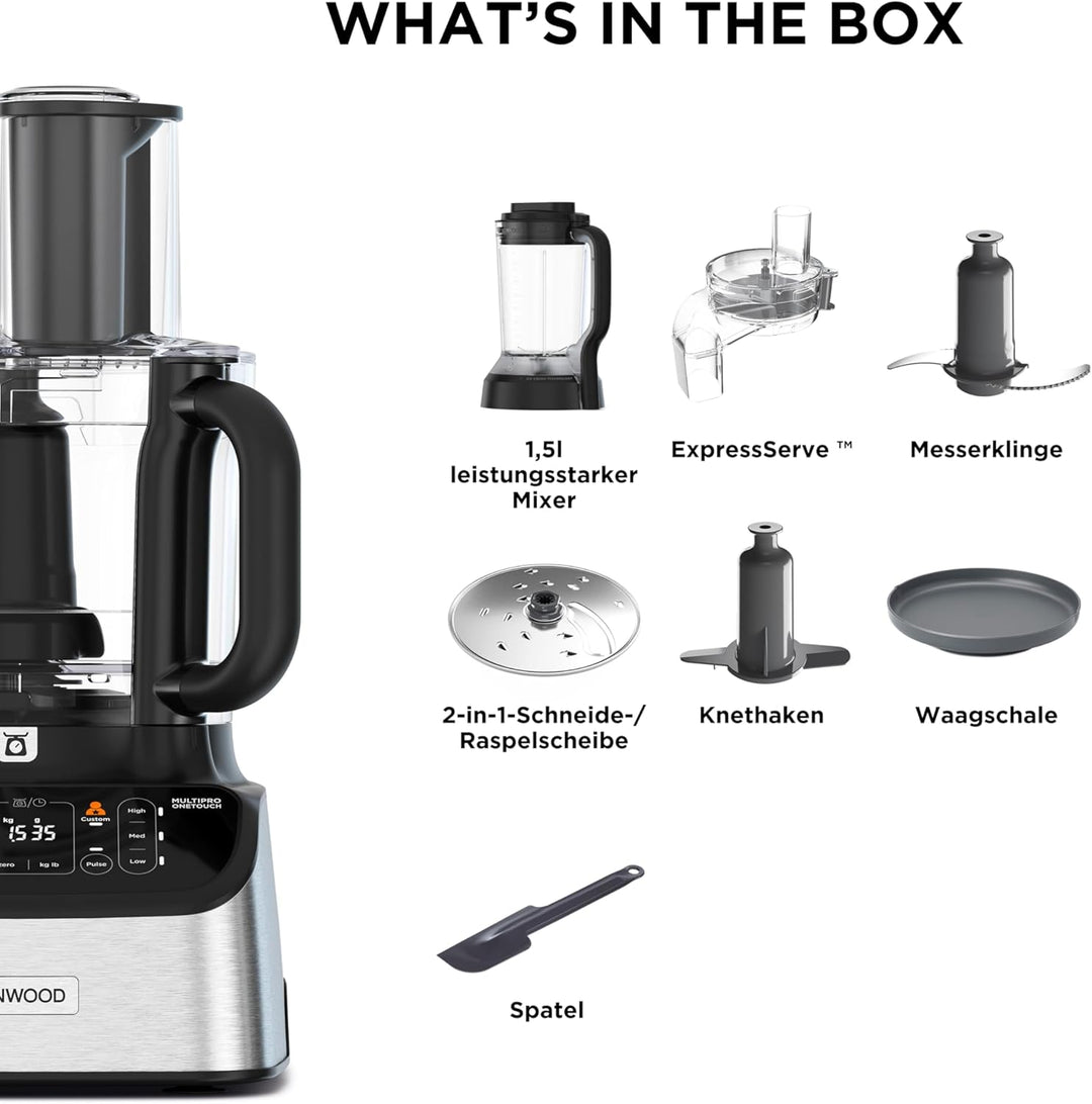 Kenwood MultiPro OneTouch FDM73.480SS Kompakt-Küchenmaschine & Standmixer, 6 Zubehörteile, 6 Automat