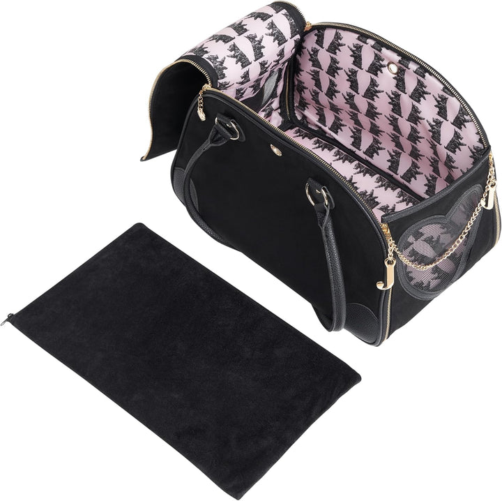 Juicy Couture Give Me Treats Transporttasche für Haustiere, stylische Schwarze Reisetasche für klein