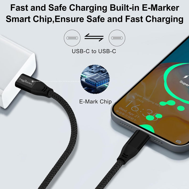 Twozoh 4K USB C Kabel 100W 4,5M (All-in-One), USB 3.2 Gen 2 X 2 20Gbps Datenübertragung PD Schnellla