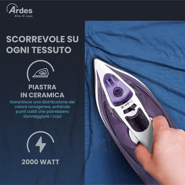 ARDES ARSTIR01W Vapor Pro COMPACT Ferro da Stiro a Vapore, 2000 W, Serbatoio 0.20 Litri, Colpo Vapor