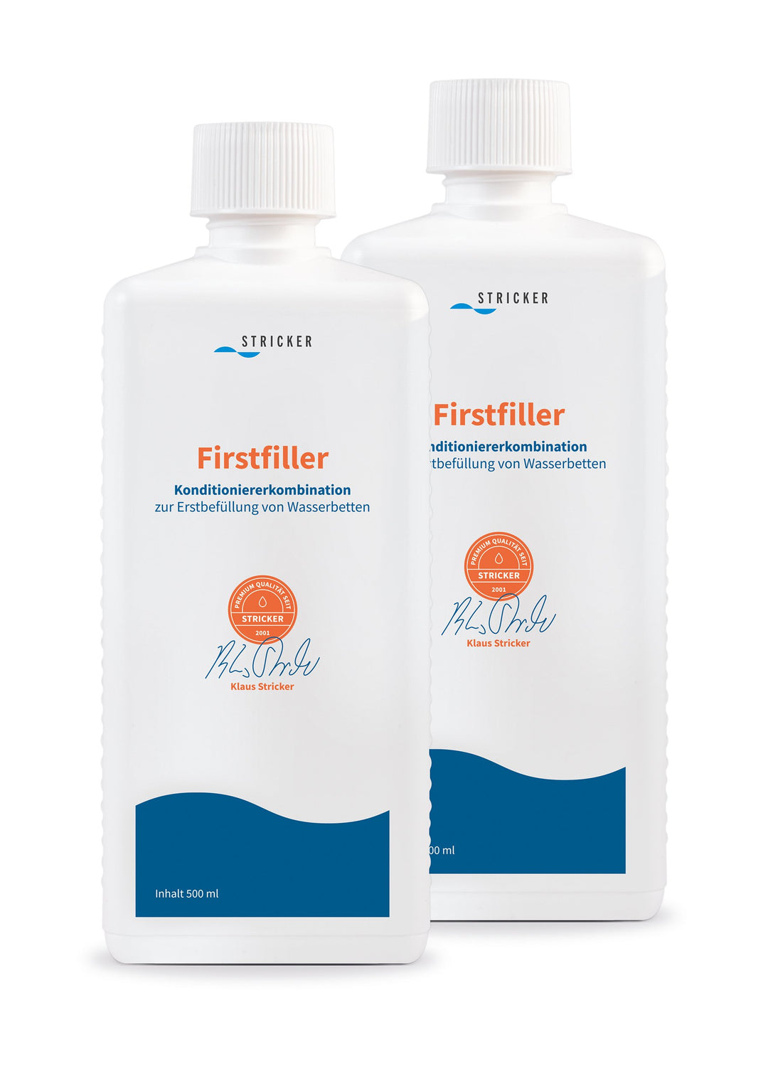 STRICKER Wasserbett Firstfiller 2 x 500 ml - Pflegemittel zur Erstbefüllung oder nach Einem Umzug fü