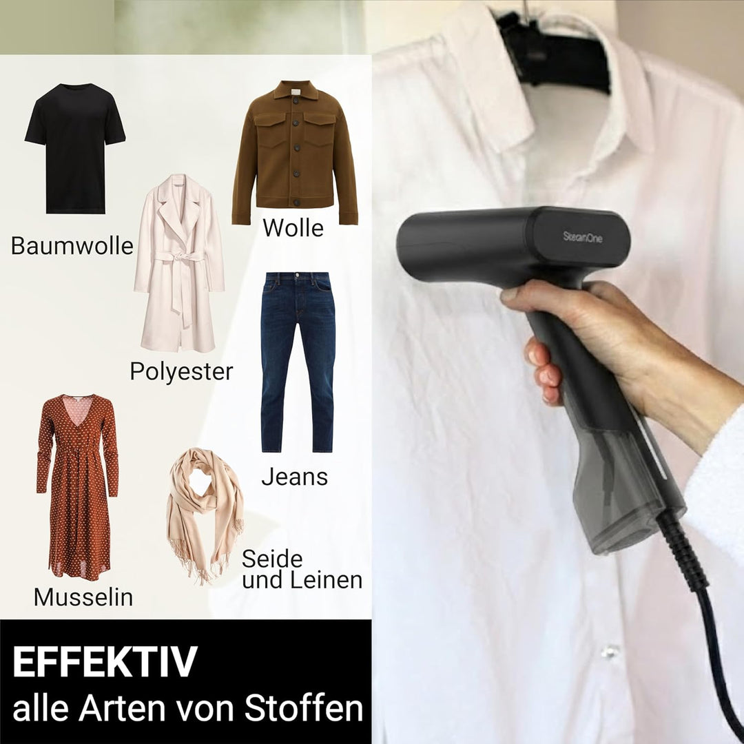 STEAMONE – Dampfglätter 2000 W, 28 g/min – Handbügeleisen – Fassungsvermögen 140 ml – Entfernt 99,99
