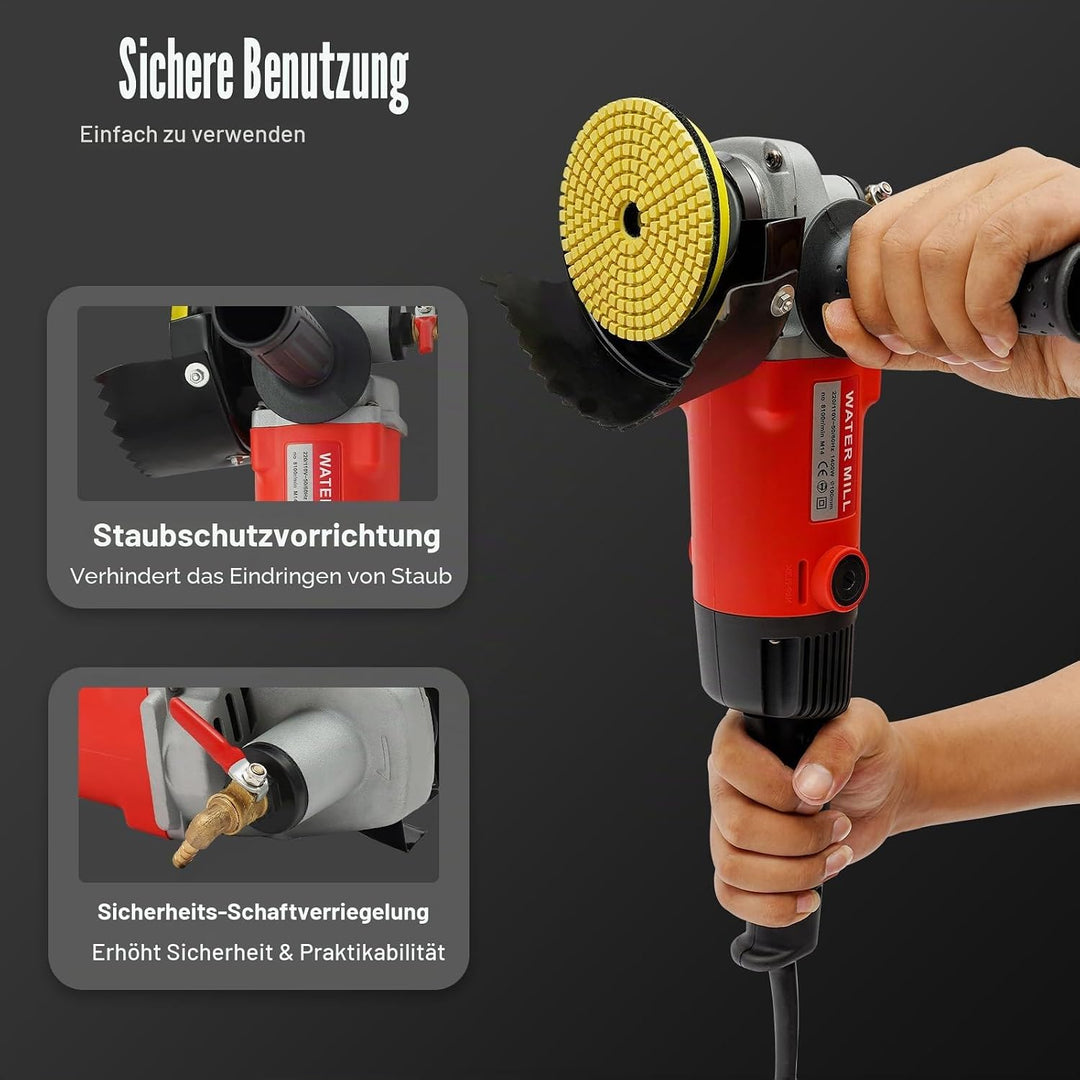 Profi Nasspolierer Steinschleifer 1400 W - Winkelschleifer Schleifmaschine mit 1100-8100 U/min, inkl
