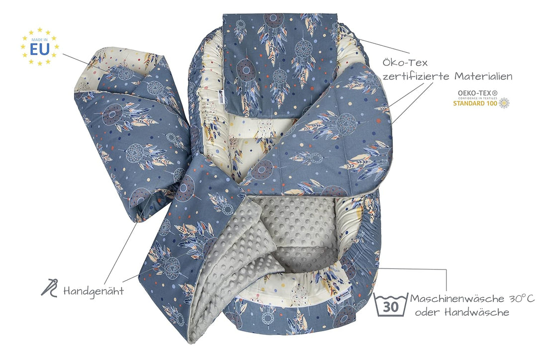 Medi Partners 5 teilig Babynestchen Set Babynest 100x60x15 herausnehmbarer Einsatz Bett Kuschelnest