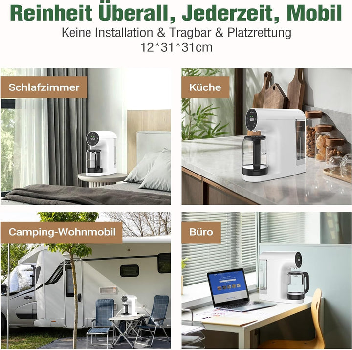 Ecoviva Auftisch Osmoseanlage, Trinkwasser Umkehrosmoseanlage mit 5-stufige Filtration, Echtzeit-TDS