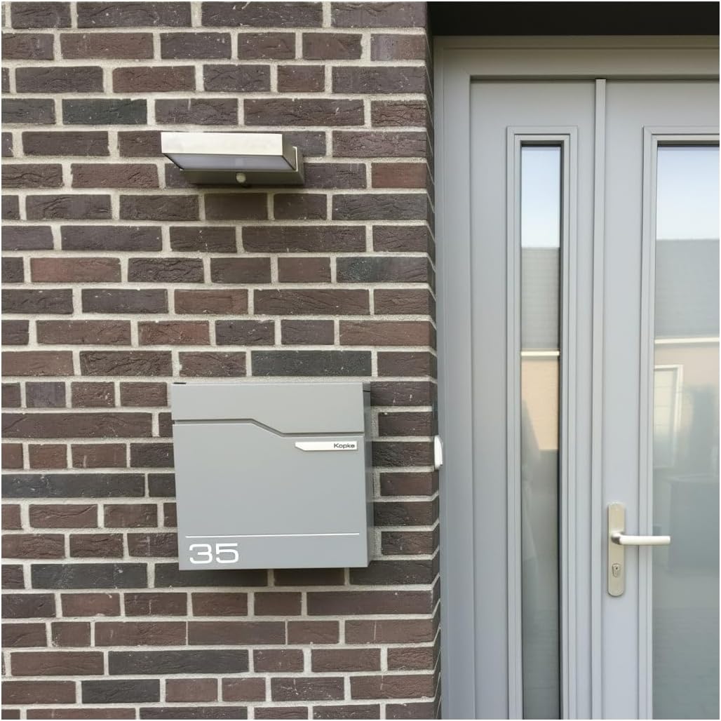 Metzler Exklusiver Briefkasten in Graualuminium RAL 9007 Hoffmann - Wandbriefkasten in Grau mit V2A