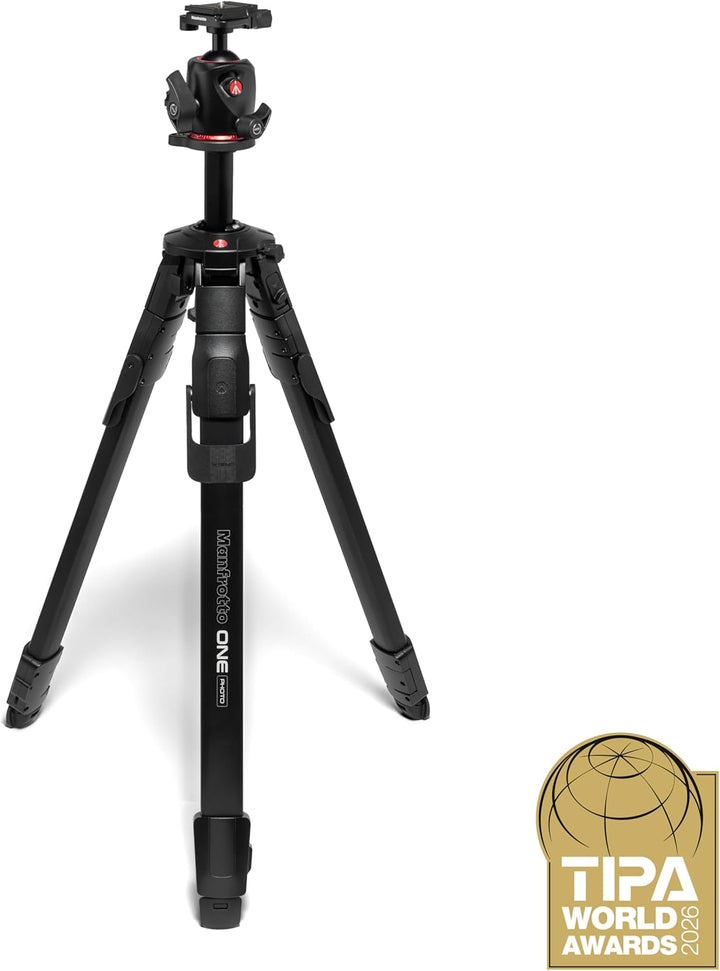 Manfrotto ONE Photo, Aluminium‑Stativ‑Kit mit XPRO Kugelkopf Arca‑Swiss, 12 kg Tragkraft, 90° Horizo