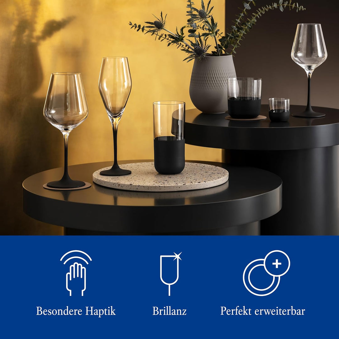 Villeroy & Boch – Manufacture Rock Weissweinglas Set 4 teilig 380 ml, Weissweingläser, Weinglas schw