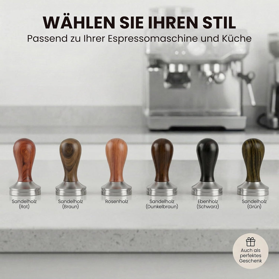 scarlet espresso | Tamper »Classic«, stilvoller Espresso-Stempel mit ergonomischem Griff aus Edelhol