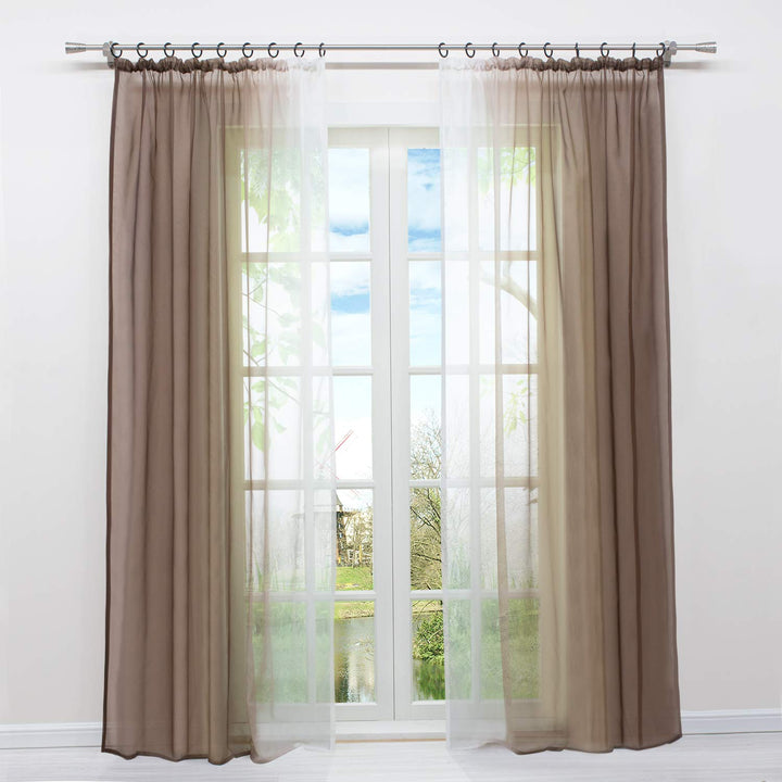 HongYa 2er-Pack Farbverlauf Gardinen Transparenter Voile Vorhänge Schals mit Kräuselband H/B 245/140