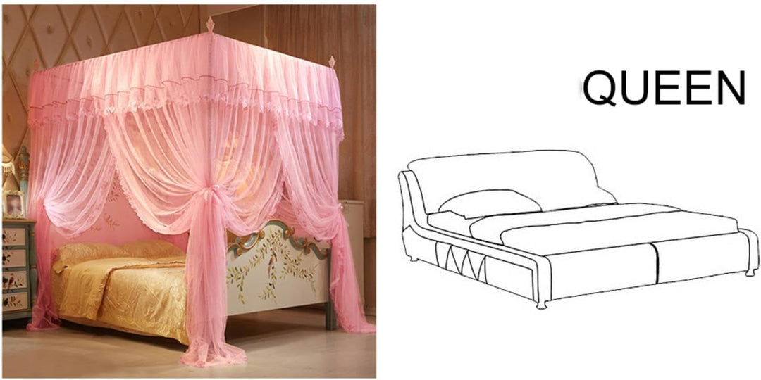 Betthimmel mit 4 Ecken, 2 × 2 × 1,5 m, Betthimmel für Mädchenzimmer, Betthimmel für Mädchen, Prinzes