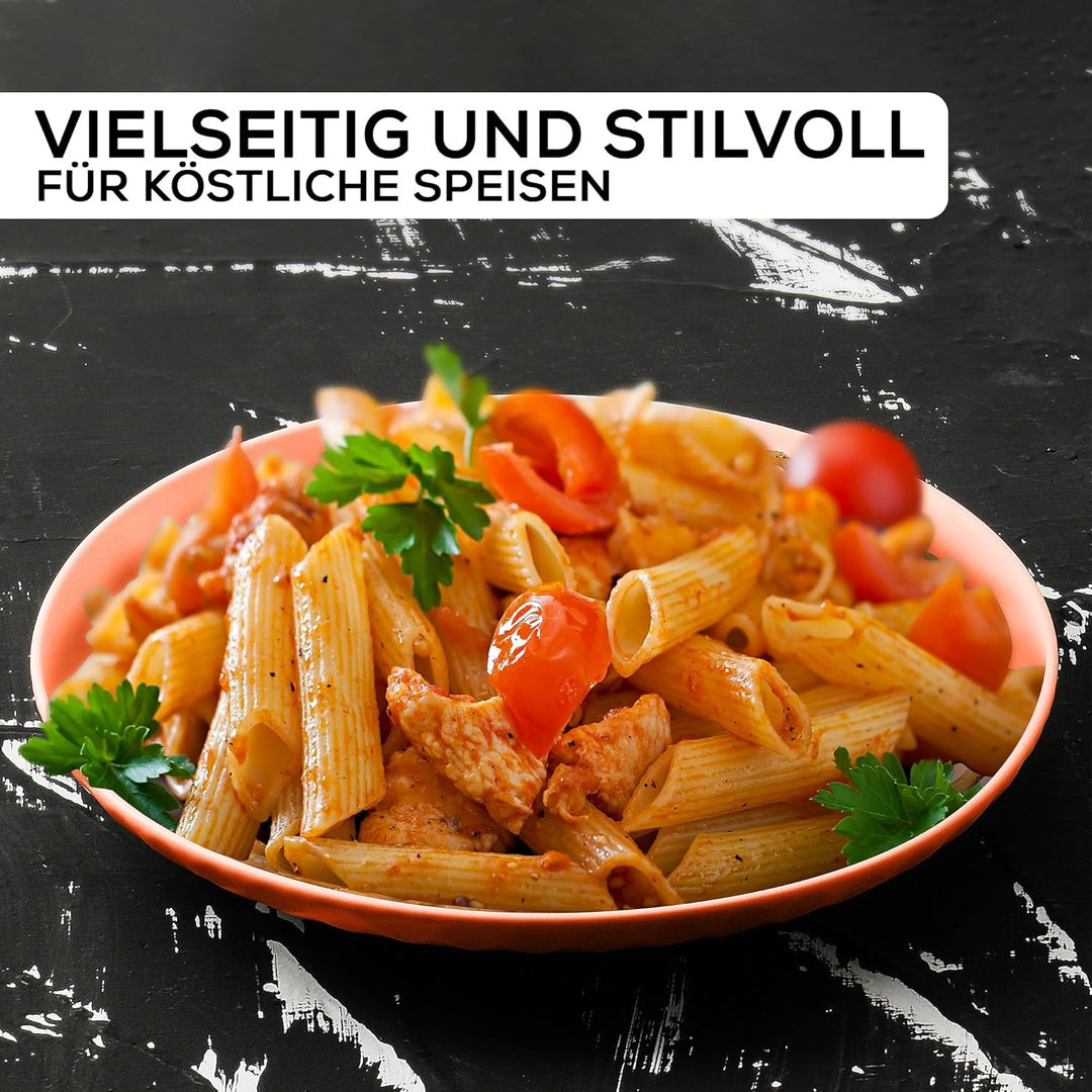 MIAMIO - 6er Geschirrset/Teller Set modern aus Keramik für 6 Personen - Palmanova Kollektion (Rot, G