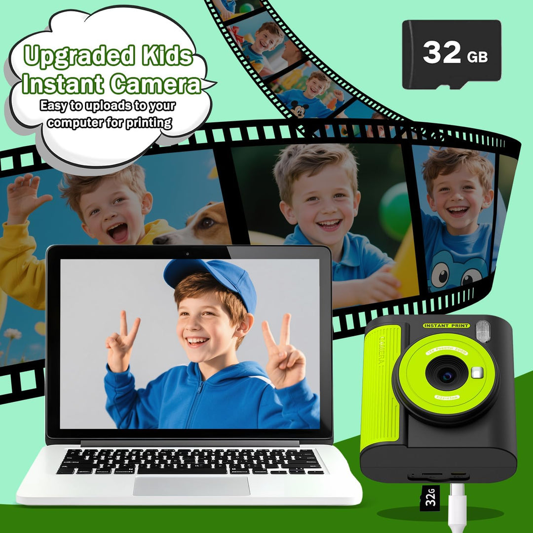 Zicor Kinderkamera Instant Print, 1080HD Digital Video & Instant Print Kamera für Kinder, lustige We