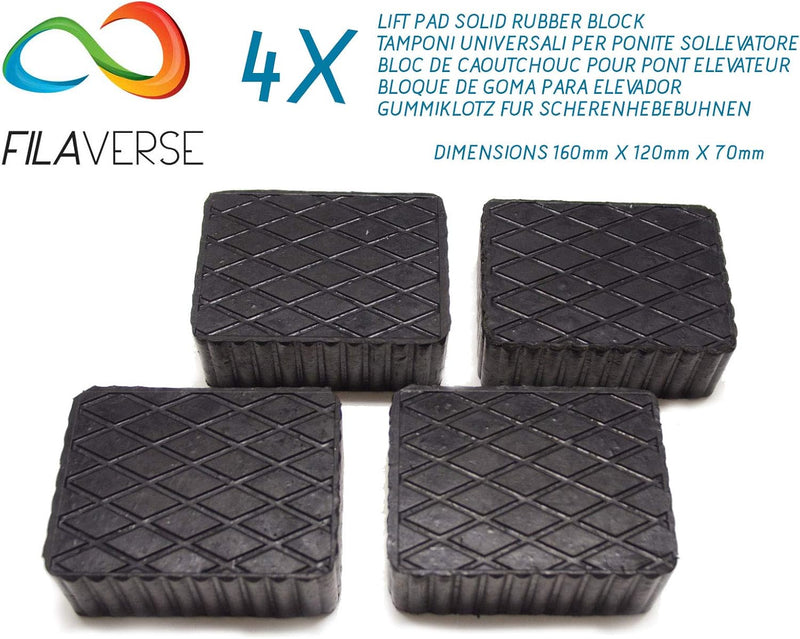 Gummiauflage 160x120x70mm - KIT mit 4 gummiklotz für Kfz Hebebühnen. Abmessungen des Gummiklotzes Sc