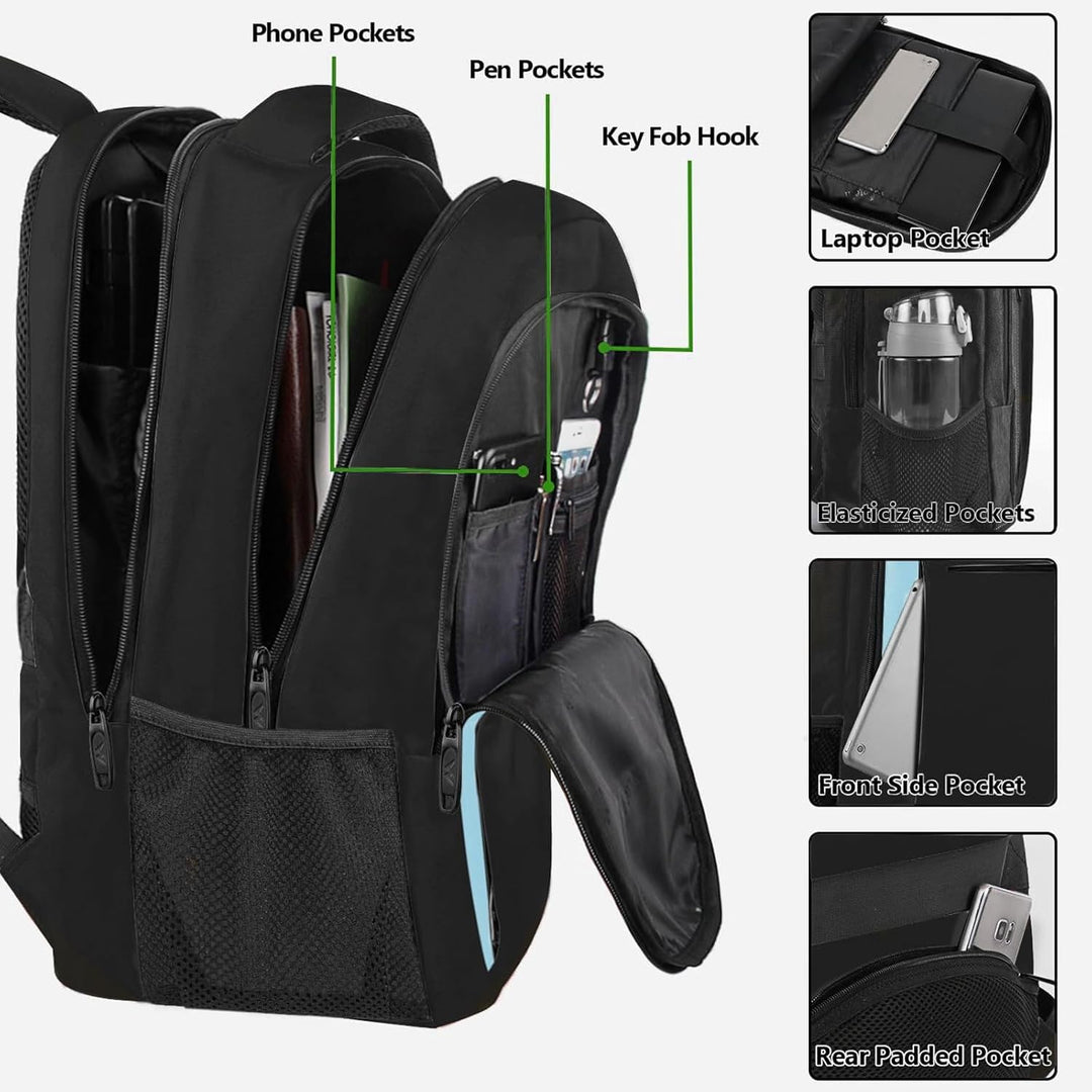 MATEIN Business Rucksack, 17,3 Zoll Laptoptasche, USB, Blau Schwarz | Mit Laptopfach, Wasserdichter
