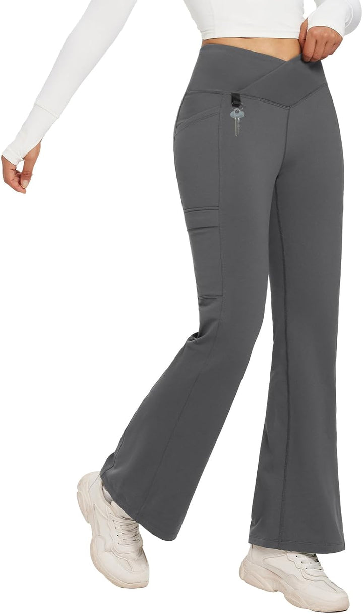 baleaf Thermo Hose Damen Thermo Leggings mit Taschen Wanderhose Wasserabweisend Bootcut Leggings Sch
