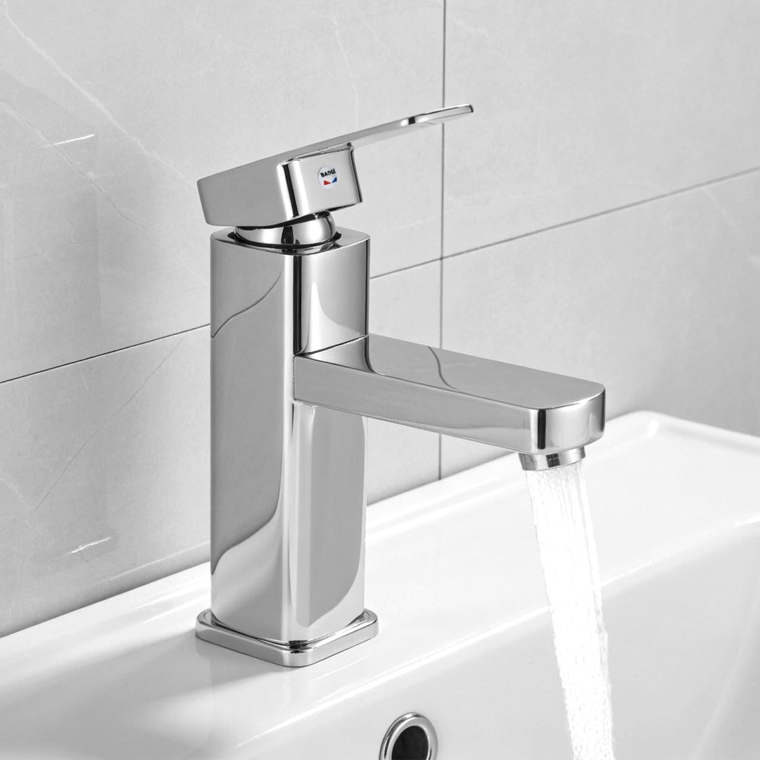 Wasserhahn Bad Waschtischarmatur Armatur Silber Waschtischmischer Warm und Kaltwasserhahn Einhebelmi