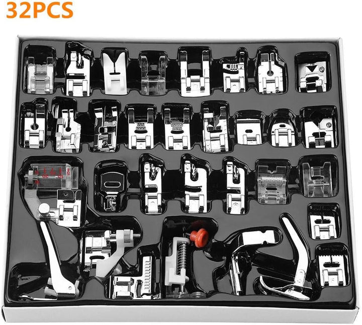 Zerodis 32Pcs Domestic Sewing Machine Nähfuss Set DIY Nähen Walking Nähfüsse Haushalt Nähmaschine Zu