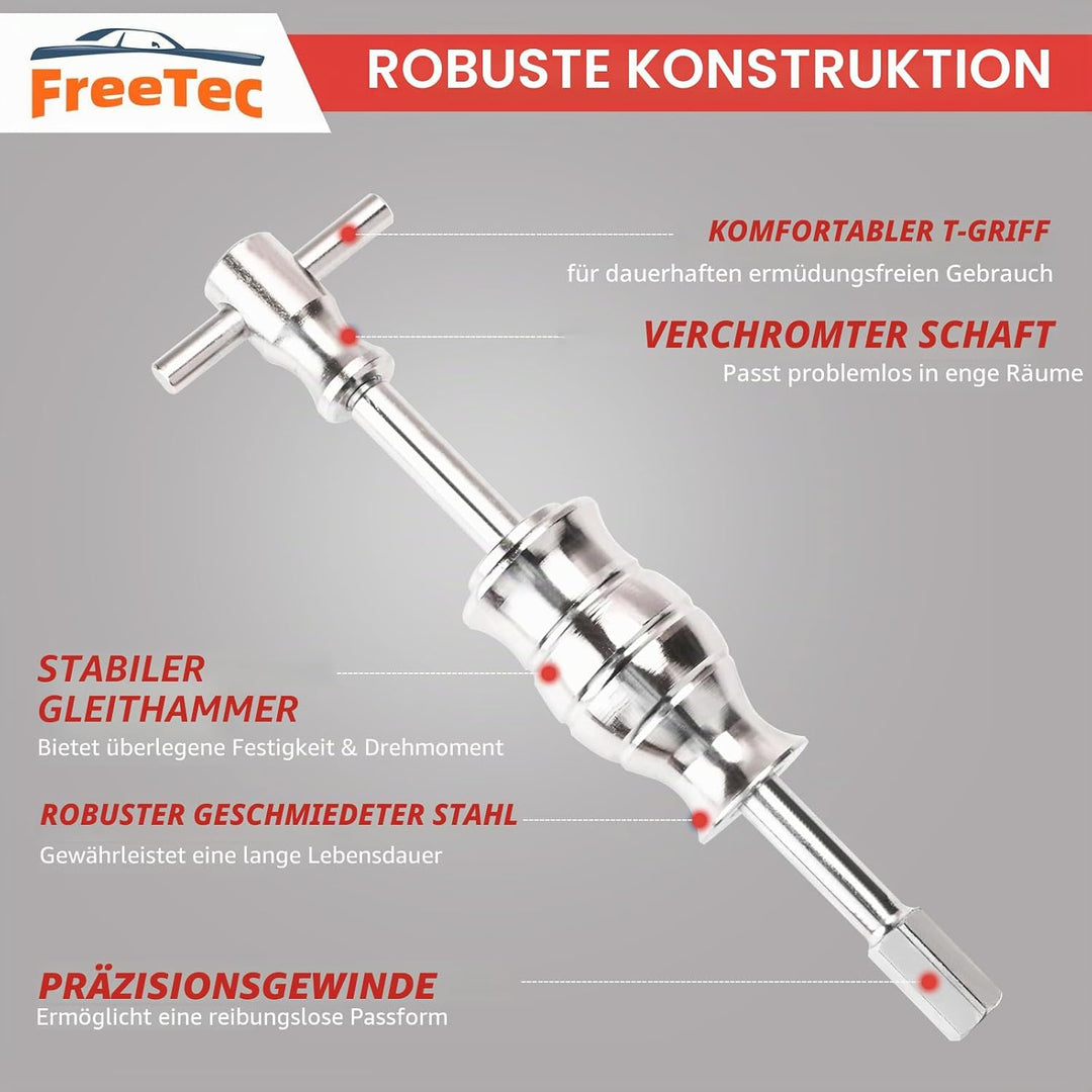 FreeTec 16 tlg Innenlager Abzieher Grundloch Lagerabzieher Werkzeug mit Gleithammer Satz (Rot), Rot