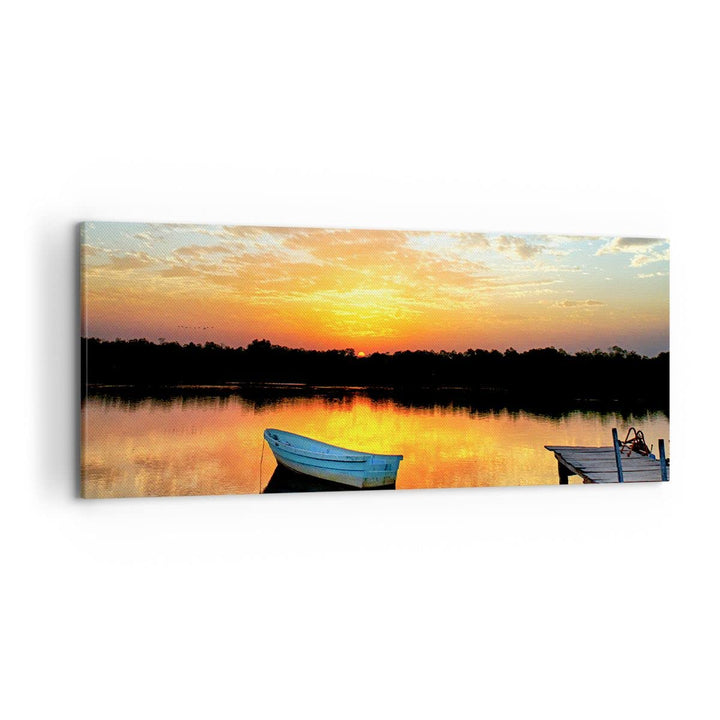 Wandbilder Dekoration Wohnzimmer Landschaft Sommer Meer Panorama Bilder auf Leinwand 120x50cm Leinwa