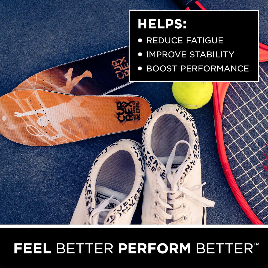 CURREX AcePro Einlegesohlen für Tennis- und Hallenschuhe - Optimal für Handball, Badminton und Volle