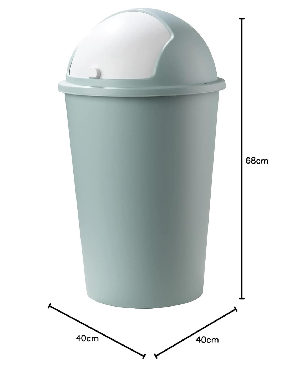 Mülleimer mit Schiebedeckel - 50 Liter Fassungsvermögen - Kunststoff - Pastellgrün - Weiss - Abfalle