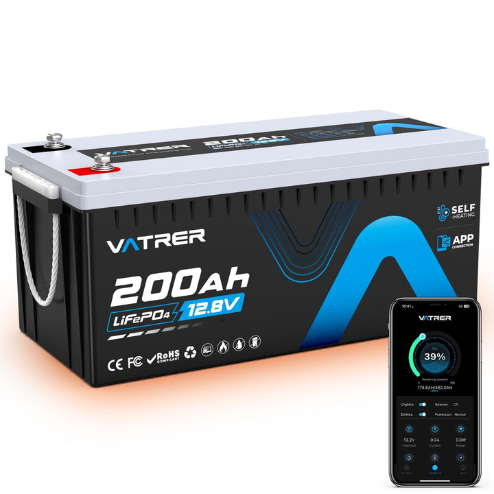 12V 200AH Selbsterwärmung LiFePO4 Lithium-Batterie mit 200A BMS über 5000 Mal Tiefzyklus -20℃ Tiefte