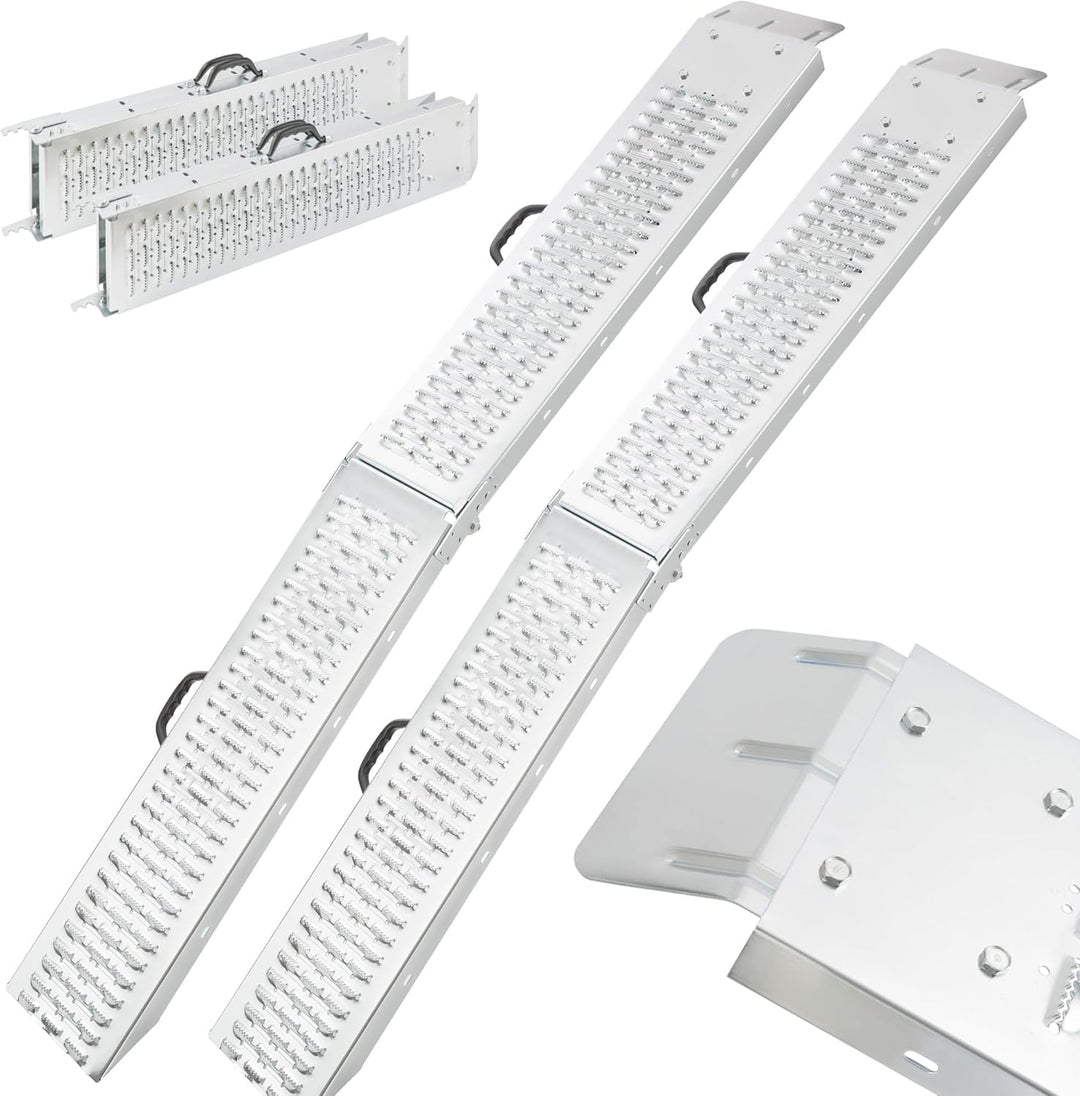 Arebos 2 x Auffahrrampe 400 kg | Laderampe faltbar | galvanisierter Stahl 180x22,5x4,5 cm | Verlader