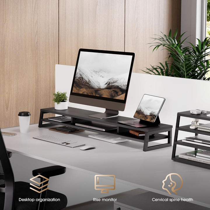 Fenge Dual Monitorständer Riser 108cm Grosse Computer Bildschirmständer für PC/Laptop/Fax/Drucker/TV