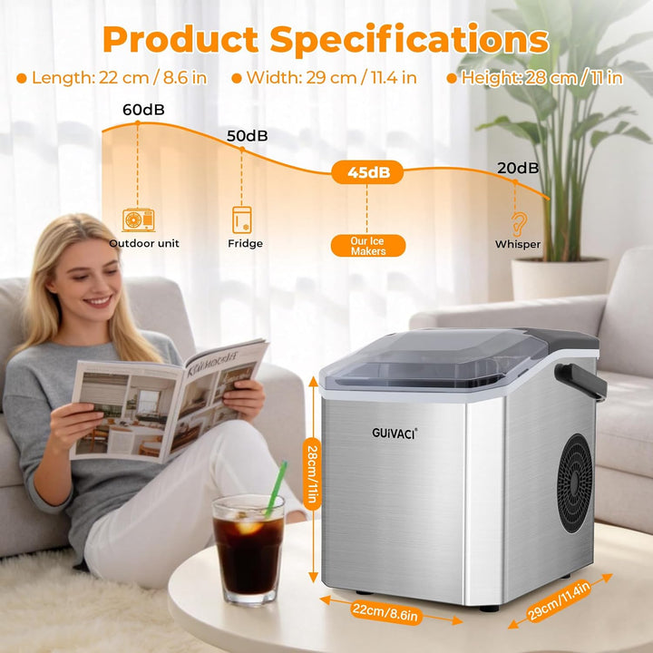 Eiswürfelmaschine mit Selbstreinigung – 9 Würfel in 6 Min, 12 kg/24h, 2 Grössen, tragbar mit Griff,