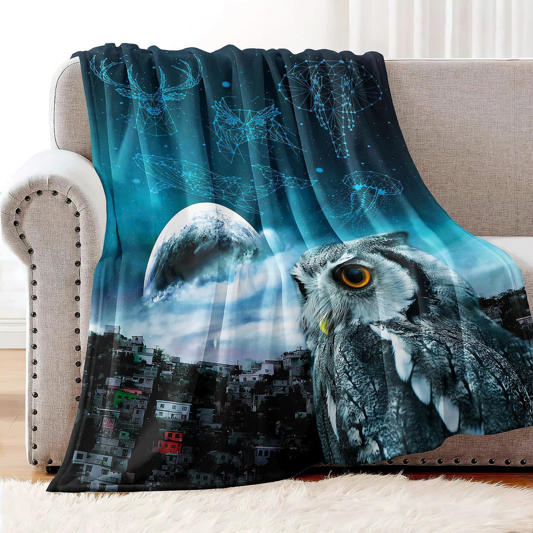 YISUMEI Kuscheldecke Eule Decke Flauschige Weich Fleecedecke für Sofa Bett,135x200cm 135 x 200 cm, 1