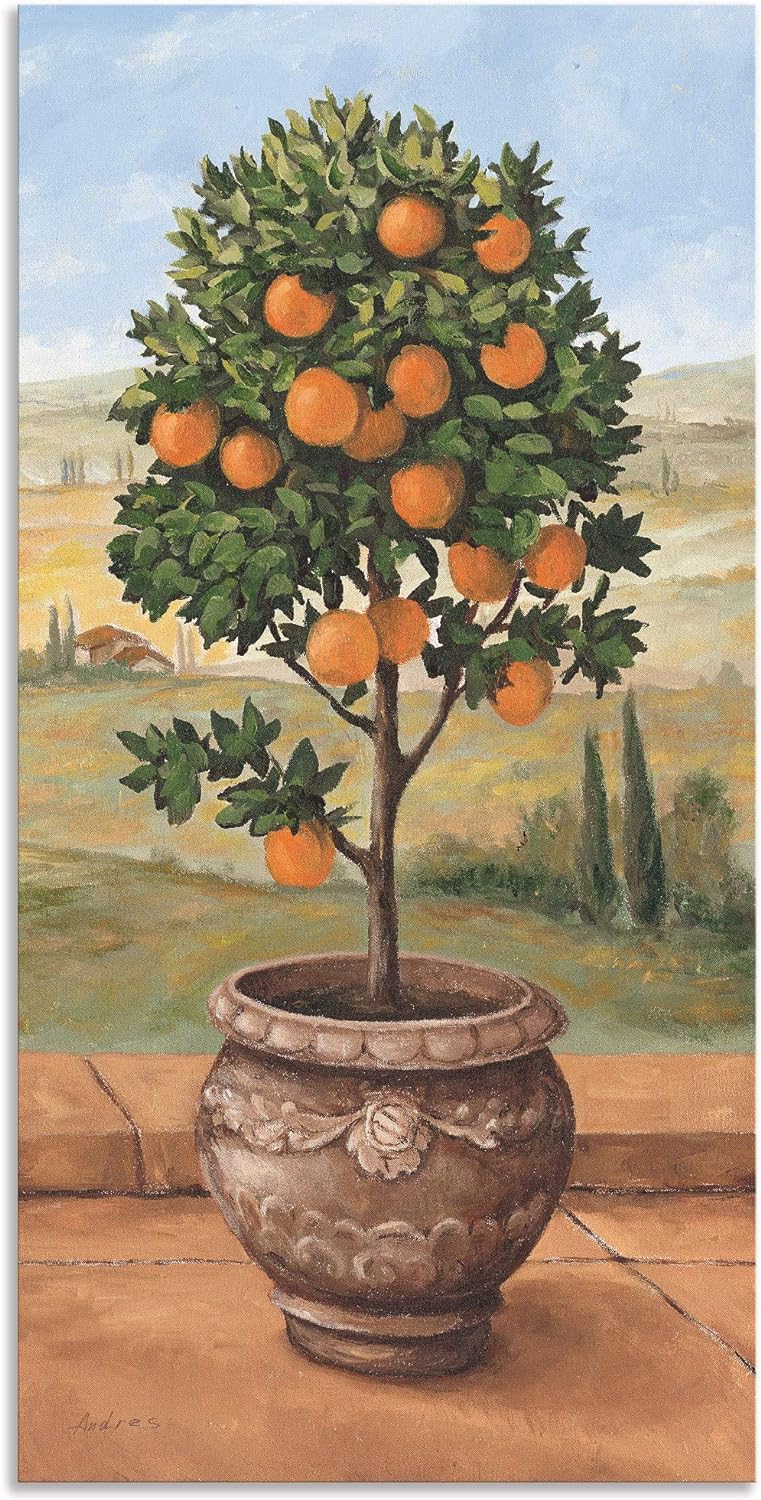 ARTland Wandbild Alu Verbundplatte für Innen & Outdoor Bild 30x60 cm Toskana Orange Baum Italien Lan