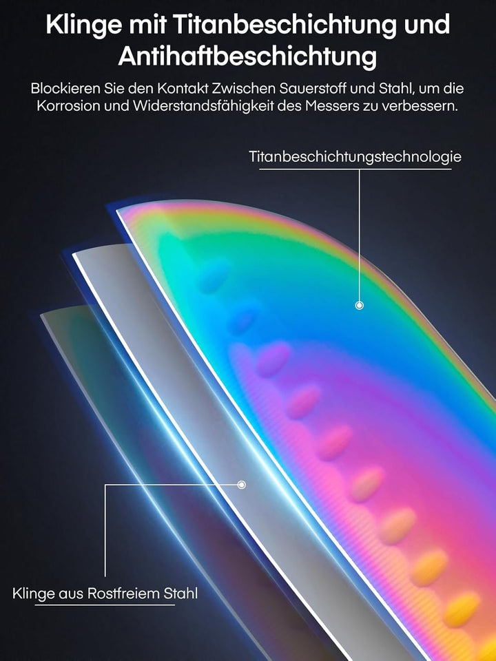 D.Perlla Messerblock, 16-TLG Messer set, Regenbogenfarbe Titanbeschichtung Messer mit Acryl Messerha
