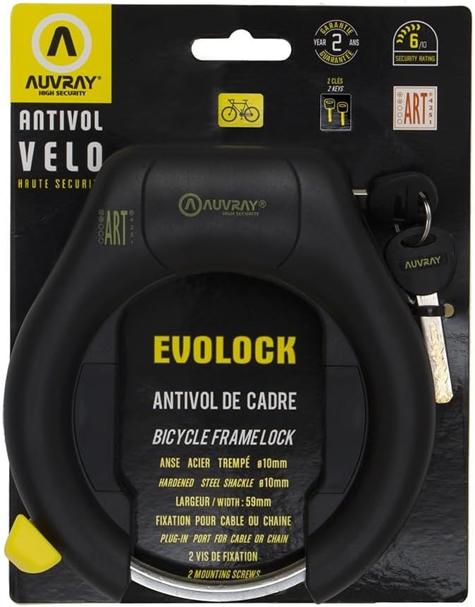Auvray Antivol Hufeisen Evo Lock Erwachsene, Unisex, Schwarz, Einheitsgrösse