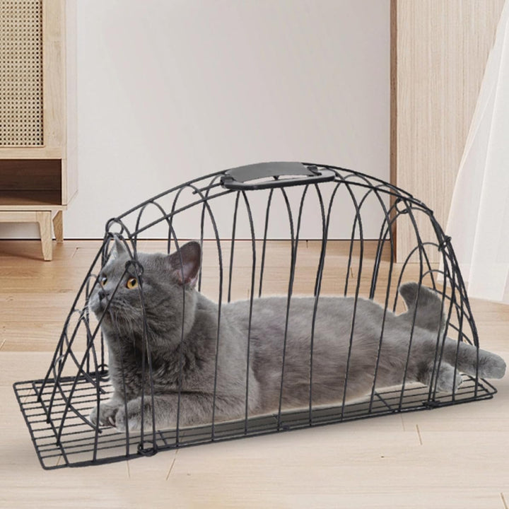 Housoutil Tragbarer Katzenbadekäfig aus Edelstahl Schwarz, Kratzfest | Wiederverwendbar für Katzen u
